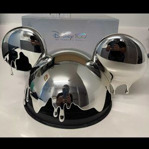 NEW Disney 100th Anniversary Mickey Mouse Platinum Ears Hat